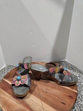 L'ATISTE Bari leather heeled boho sandals